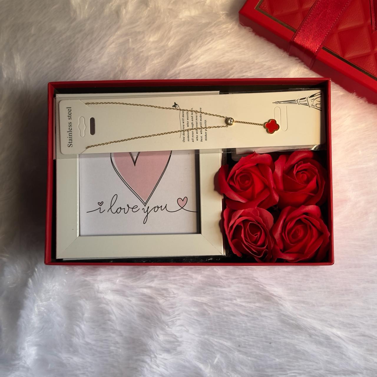 Chain, Rose & Photo Frame Valentine Hamper For Her 